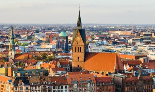 Hannover aus der Vogelperspektive mit Blick auf die Marktkirche