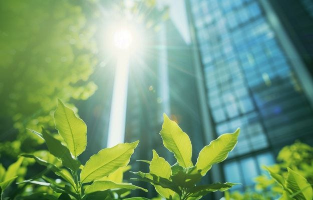 digital erstelltes Bild: Mann in Natur und Frau in Stadt